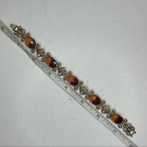 Monet Bracelet Gold Tone with Duo Color Cabochons - Picture 6 of 6